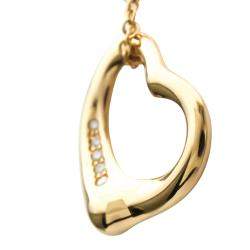 Pre Owned Tiffany & Co. Open Heart 18K Rose Gold Diamond Necklace