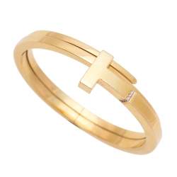 Pre Owned Tiffany & Co. T Square Diamond 18K Yellow Gold Wrap Cuff Bracelet
