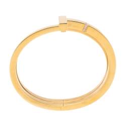 Pre Owned Tiffany & Co. T Square Diamond 18K Yellow Gold Wrap Cuff Bracelet