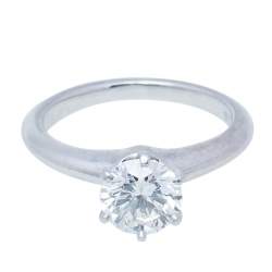 Pre Owned Tiffany & Co. 1.16ct Solitaire Diamond Platinum The Tiffany Setting Engagement Ring Size 50