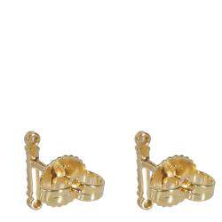 Tiffany & Co. Fleur de Lis Key Diamond Bar 18K Yellow Gold Earrings