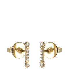 Tiffany & Co. Fleur de Lis Key Diamond Bar 18K Yellow Gold Earrings