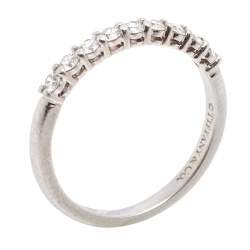 Pre Owned Tiffany & Co. Diamond Platinum Half Eternity Band Ring Size 51