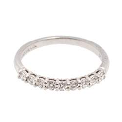 Pre Owned Tiffany & Co. Diamond Platinum Half Eternity Band Ring Size 51
