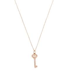 Pre Owned Tiffany & Co. Vintage Oval Key Diamond 18K Rose Gold Pendant Necklace