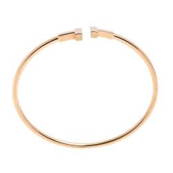 Pre Owned Tiffany & Co. T Wire 18K Rose Gold Narrow Open Cuff Bracelet