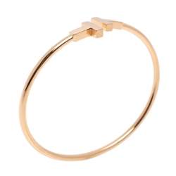 Pre Owned Tiffany & Co. T Wire 18K Rose Gold Narrow Open Cuff Bracelet