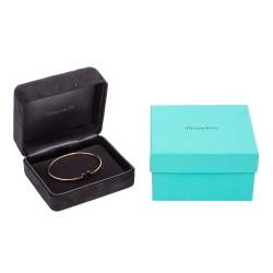 Pre Owned Tiffany & Co. T Wire 18K Rose Gold Narrow Open Cuff Bracelet