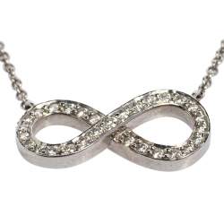 Pre Owned Tiffany & Co. Infinity Diamond Platinum Pendant Necklace 