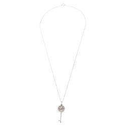Pre Owned Tiffany & Co. Diamond Sterling Silver Daisy Key Pendant Necklace 