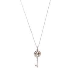 Pre Owned Tiffany & Co. Diamond Sterling Silver Daisy Key Pendant Necklace 