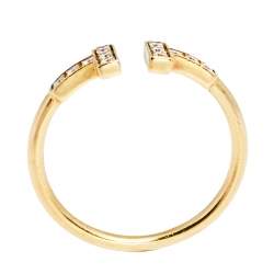 Pre Owned Tiffany T Wire Diamond 18K Yellow Gold Band Ring 56