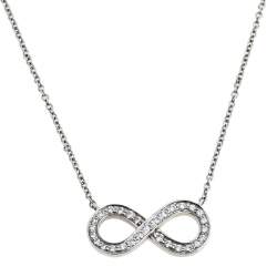 Pre Owned Tiffany & Co. Infinity Diamond Platinum Pendant Necklace