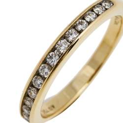 Pre Owned Tiffany & Co. Diamond 18K Yellow Gold Half Eternity Wedding Band Ring 50