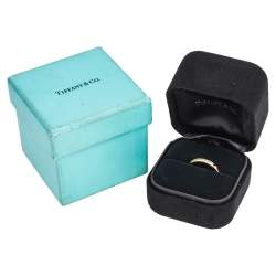 Pre Owned Tiffany & Co. Diamond 18K Yellow Gold Half Eternity Wedding Band Ring 50