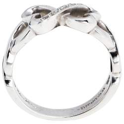 Pre Owned Tiffany & Co. Paloma Picasso Double Loving Heart Diamond 18K White Gold Ring 56