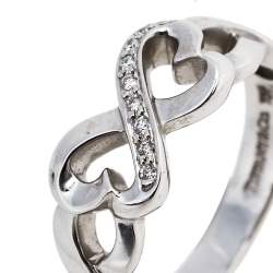 Pre Owned Tiffany & Co. Paloma Picasso Double Loving Heart Diamond 18K White Gold Ring 56