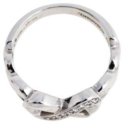 Pre Owned Tiffany & Co. Paloma Picasso Double Loving Heart Diamond 18K White Gold Ring 56