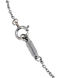 Pre Owned Tiffany & Co. Modern Key Round Key Diamond 18k White Gold Pendant Necklace