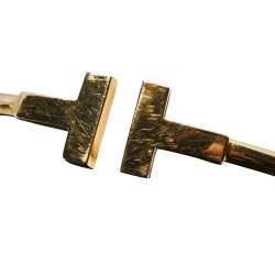 Pre Owned Tiffany & Co. T Wire Narrow 18K Yellow Gold Open Cuff Bracelet