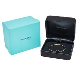 Pre Owned Tiffany & Co. T Wire Narrow 18K Yellow Gold Open Cuff Bracelet