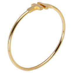 Pre Owned Tiffany & Co. T Wire Narrow 18K Yellow Gold Open Cuff Bracelet