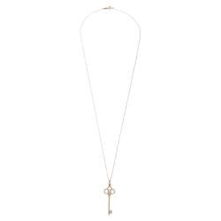 Pre Owned Tiffany & Co. Tiffany Keys Crown Key Diamond 18K Yellow Gold Pendant Necklace