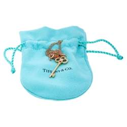 Pre Owned Tiffany & Co. Tiffany Keys Crown Key Diamond 18K Yellow Gold Pendant Necklace