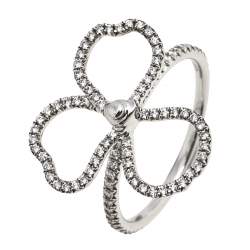 Pre Owned Tiffany & Co. Tiffany Paper Flowers Diamond Open Flower Platinum Ring 52