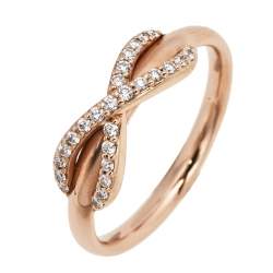 Pre Owned Tiffany & Co. Infinity Diamond 18k Rose Gold Ring 53