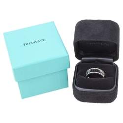 Pre Owned  Tiffany Atlas Diamond 18K White Gold Ring Size 53