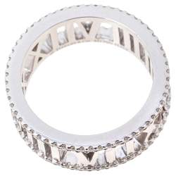 Pre Owned  Tiffany Atlas Diamond 18K White Gold Ring Size 53