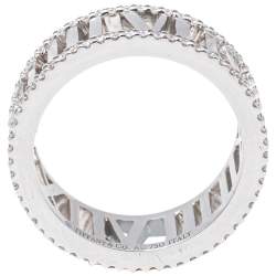 Pre Owned  Tiffany Atlas Diamond 18K White Gold Ring Size 53