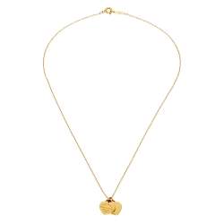 Pre Owned Tiffany & Co. Return to Tiffany Double Heart Mini Tag 18K Yellow Gold Pendant Necklace