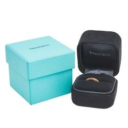 Pre Owned Tiffany & Co. Tiffany T Diamond 18k Rose Gold Wide Wedding Band Ring Size 53