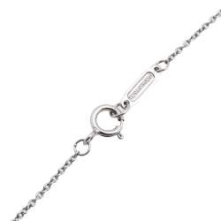 Pre Owned Tiffany & Co. Metro Mini Horseshoe Diamond 18K White Gold Pendant Necklace 