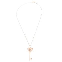 Pre Owned Tiffany & Co. Tiffany Enchant Key Diamond 18K Rose Gold Pendant Necklace