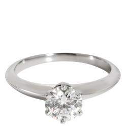 Pre Owned Tiffany & Co. Solitaire Engagement Platinum Diamond Ring EU 52