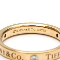 Pre Owned Tiffany & Co. Flat Band 18K Rose Gold Diamond Ring EU 53