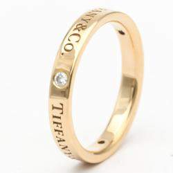 Pre Owned Tiffany & Co. Flat Band 18K Rose Gold Diamond Ring EU 53