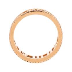 Pre Owned Tiffany & Co. Atlas Diamond 18K Rose Gold Open Band Ring Size 57