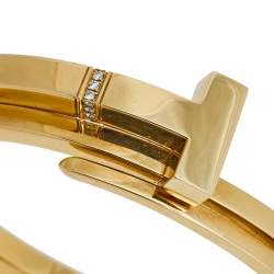 Pre Owned Tiffany & Co. Square Wrap Diamond 18K Yellow Gold Cuff Bracelet