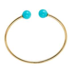 Pre Owned Tiffany & Co. HardWear Ball Wire Amazonite 18k Yellow Gold Open Cuff Bracelet
