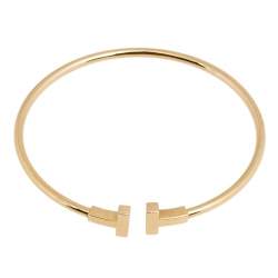 Pre Owned Tiffany & Co. T Wire Narrow 18K Yellow Gold Open Cuff Bracelet