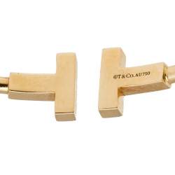 Pre Owned Tiffany & Co. T Wire Narrow 18K Yellow Gold Open Cuff Bracelet