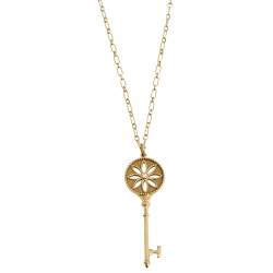 Pre Owned Tiffany & Co. Tiffany Key Diamond 18K Yellow Gold Pendant Necklace
