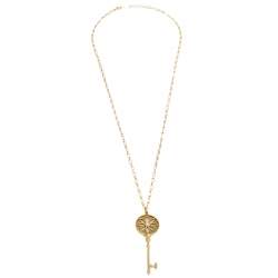 Pre Owned Tiffany & Co. Tiffany Key Diamond 18K Yellow Gold Pendant Necklace