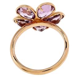 Pre Owned Tiffany & Co. Sparklers Flower Diamond Amethyst 18K Rose Gold Cocktail Ring Size 54