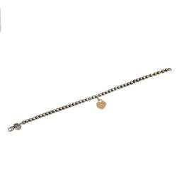 Pre Owned Tiffany & Co. Heart Tag 18K Rose Gold and Sterling Silver Beaded Charm Bracelet