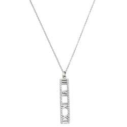 Pre Owned Tiffany & Co. Atlas Diamond 18k White Gold Open Bar Pendant Necklace